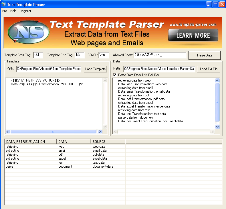 数据处理自动化软件Text Template Parser 2.5破解版下载